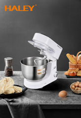 Mixer Profesional HALEY HY-2409, 1200W, Bol 6L Inox, 6 Viteze + Pulse, Alb/Inox, Silențios, Protecție Întrerupere