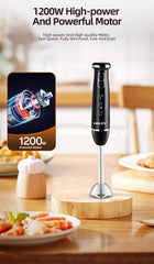 Blender Vertical HALEY 1200W cu Lame Inox, 2 Viteze, Motor Silențios, Mâner Anti-Alunecare | Design Compact 37 cm
