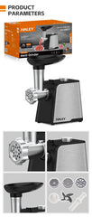 Mașină de Tocat Carne HALEY 2000W, Oțel Inoxidabil, Cutter cu Torsiune Mare, Ușor de Curățat, Port Mare pentru Alimentare
