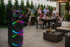 Boxă Karaoke AT PERFORMANCE® Portabilă 21200W PMPO, 2 x 12", Bluetooth, 2 Microfoane Wireless, RGB LED