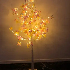 Pom Artificial Luminat cu LED-uri, Fluturi Colorați