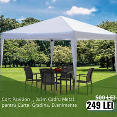 Cort 3x3m Curte, Gradina, Evenimente, alb,