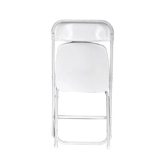 Set 4 Scaune Pliabile Albe cu Structură Metalică și Șezut din Plastic Rezistent – Scaune Rabatabile pentru Evenimente, Terasă, Bucătărie și Uz Profesional