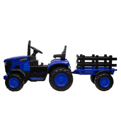 Tractor Electric cu Telecomandă pentru Copii KIDOO, cu Remorcă și Gard, Far, Sunet Motor, Claxon, MP3/USB – 3-6 Ani