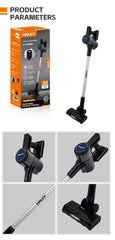 Aspirator Vertical cu Fir 2 în 1 HALEY®, 300W, 22.2V, Autonomie 35 Min, Perie LED, Filtru Lavabil, Recipient 1L, Negru/Argintiu