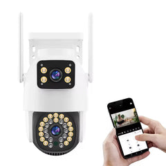 Cameră de Supraveghere IP WiFi HNY 6MP 4K, Rotire 355°, Detectare Umană, Recunoaștere Facială, IP66, Card 32GB Inclus