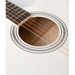 Chitară acustică 4/4 albă – design elegant, sunet clar și echilibrat