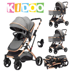 Carucior, 2 in 1 KIDOO® – Cărucior Pliabil cu Fața Inversă pentru Bebeluși cu Diverse Moduri, Cărucior Reglabil și Culisant
