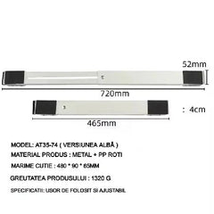 Set 2 Suporturi cu Roți pentru Mutat și Cărat Mobilă, Extensie până la 70cm, Material Oțel