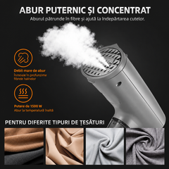 Aparat de Călcat Vertical și Orizontal cu Aburi HALEY HY-333, 1500W, Încălzire Rapidă în 20 Secunde, Debit Abur 20–25 g/min, 2 Rezervoare de Apă 70/300 ml, Protecție la Supraîncălzire, Perie Inclusă