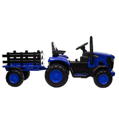 Tractor Electric cu Telecomandă pentru Copii KIDOO, cu Remorcă și Gard, Far, Sunet Motor, Claxon, MP3/USB – 3-6 Ani