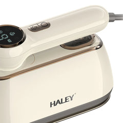 Fier de călcat vertical cu aburi HALEY HY-2005, 2000W, Ecran Digital LED, Talpă din Inox, Rezervor 150 ml, Încălzire Rapidă, Alb