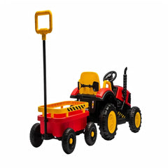 Tractor Electric KIDOO pentru Copii cu Telecomandă 2.4G, Remorcă Detașabilă, 12V 4.5Ah, 2 Motoare 380, Lumini LED, Muzică, Centură de Siguranță