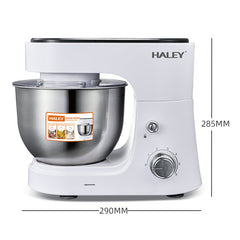 Mixer Profesional HALEY HY-2409, 1200W, Bol 6L Inox, 6 Viteze + Pulse, Alb/Inox, Silențios, Protecție Întrerupere