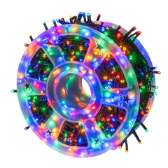 Set Decor Crăciun Premium – Brad Artificial 2.1m cu Zăpadă + Instalație Liniară 100m, 500 LED Multicolor, 8 Jocuri de Lumini