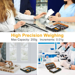 Cantar digital de precizie, Fuzion TU-X, 200g / 0.01g, 6 unitati, de bijuterii