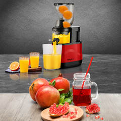 Storcător cu Presare Lentă Haley HY-604, 200W, Slow Juicer, Recipient Suc 300 ml, Recipient Pulpă 300 ml, Filtru Inox cu Micropori, Roșu