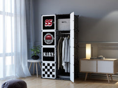 Dulap modular pentru copii, AT PERFORMANCE®, 8 rafturi, durabil, 76X37X147 cm, negru, diverese