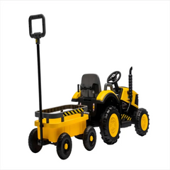 Tractor Electric KIDOO pentru Copii cu Telecomandă 2.4G, Remorcă Detașabilă, 12V 4.5Ah, 2 Motoare 380, Lumini LED, Muzică, Centură de Siguranță