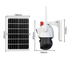 Cameră de Supraveghere Solară HNY 3MP 4G cu Panou Solar, Aplicația V380 Pro, Rotire PTZ, IP66, Card 64GB Inclus