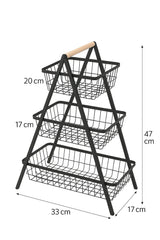 Cos de fructe, AT PERFORMANCE® decorativ, Metal, 3 etaje, Negru