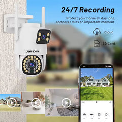 Cameră de Supraveghere IP WiFi HNY 6MP 4K, Rotire 355°, Detectare Umană, Recunoaștere Facială, IP66, Card 32GB Inclus