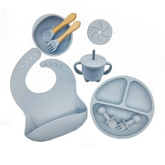 Pachet Bebe 2 în 1: Balansoar cu Vibrații Mastela + Set Diversificare 10 Piese Silicon | Relaxare și Hrănire Sigură