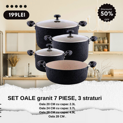 SET OALE antiaderent 7 piese GRANIT, 3 Straturi