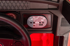 Camion electric cu remorcă pentru copii oficial licentiat, KIDOO, 12V, 2 motoare 35W, telecomandă 2.4G, suspensie pe 4 roți, lumini, muzică, viteză 3-5 km/h, uși funcționale