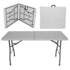 Masa plianta dreptunghiulara 180 x 72 x 70 cm politilena,cadru din otel, maner transport, sustine 100 kg.