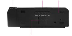 Ceas digital cu afisaj LED AT PERFORMANCE®, cu funtie de alarma si intensitate reglabila, proiector rotativ cu ora, Negru.
