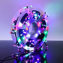 Rola Instalație de Crăciun Liniară, AT PERFORMANCE®, 480 LED-uri, 8 Jocuri de Lumini Interschimbabile, Alimentare la Priză pentru Interior/Exterior, Rola 100m, Fir Negru, Multicolor