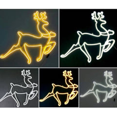 Decoratiune luminoasa Ren de Craciun AT PERFORMANCE®, 2 fete, cu Furtun LED, 57x50x4 cm, Alb cald.