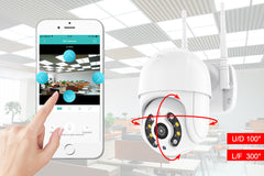Camera de Supraveghere WIFI, AT PERFORMANCE®, 5MP, Exterior/Interior, Ultra HD 4K, 10X Zoom, Rotire 360°, Leduri Lumina, URMĂRIRE, Vedere Nocturna, Alarma.