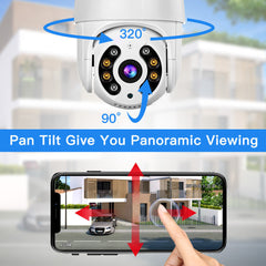 Camera de Supraveghere WIFI, AT PERFORMANCE®, 5MP, Exterior/Interior, Ultra HD 4K, 10X Zoom, Rotire 360°, Leduri Lumina, URMĂRIRE, Vedere Nocturna, Alarma.