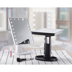 Oglinda Cosmetica AT PERFORMANCE® cu Iluminare LED, include 22 de Led-uri Puternice, Functie pentru Reglarea Intensitatii luminii, Reglarea inclinarii Oglinzii pana la 180°, Alimentare pe baterii sau la Retea, Baza Stabila.