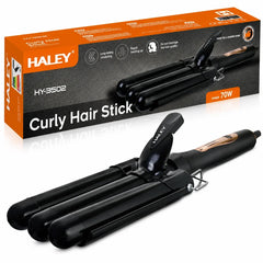 Ondulator De Păr Triplu Haley HY-3502, 70W, Ceramică Cu Turmalină, Pentru Bucle Și Valuri