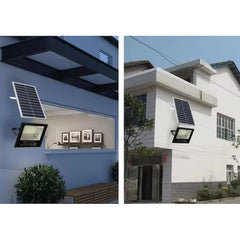 Proiector LED AT PERFORMANCE®, cu incarcare solara de exterior 200 W, Rezistent la Apa, SMD, Senzor de lumina, Timer, cu Telecomanda, 2 moduri de iluminat, kit montaj inclus.