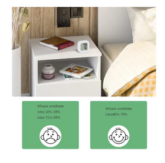 Termometru si higrometru de camera AT PERFORMANCE, Ecran LCD, cu functie de masurare a temperaturii si a umiditatii aerului, Indicator comfort, 3.9x 3.9x1.2 Cm, culoare Alb