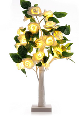 Pom Alb Decorativ cu LED-uri și Trandafiri