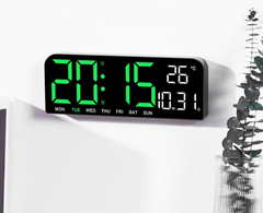 Ceas Digital AT PERFORMANCE®, de Masa si de Perete cu Lumina Led, Calendar, Cronometru, Temperatura, Alarma, Termometru, Functie Snooze, Luminozitate Adjustabila, 24x9cm.