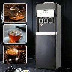 Dozator de Apă HALEY cu Compresor, Apă Caldă și Rece, 550W/95W, Inox, Protecție Copii, Negru