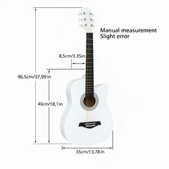 Chitară acustică 4/4 albă – design elegant, sunet clar și echilibrat
