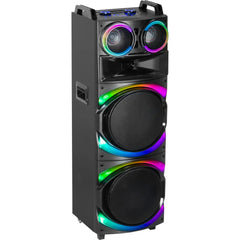 Boxă Karaoke AT PERFORMANCE® Portabilă 21200W PMPO, 2 x 12", Bluetooth, 2 Microfoane Wireless, RGB LED