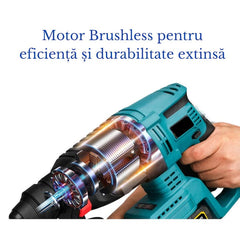Mașină de Găurit Electrică AT PERFORMANCE® 1680W, 3500rpm, 2 Baterii 36V, 26mm, Fără Fir, Albastru – Putere și Precizie pentru Profesioniști și Bricolaj