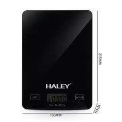 Cântar Electronic HALEY, 5000G, din Sticlă, pentru Bucătărie, Digitală de Înaltă Precizie, Negru