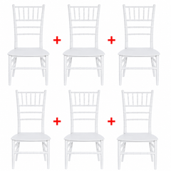 Set 6 Scaune Elegante AT PERFORMANCE®, Policarbonat Rezistent la Umiditate, Spătar Decorativ, Fără Brațe, Alb, 38 x 37 x 88.5 cm