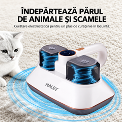 Aparat pentru Îndepărtarea Acarienilor și a Scamelor HALEY HY-1937, 500W, Putere de Aspirare 8500Pa, Sistem de Filtrare Multistrat, Funcție Antibacteriană, Display LED, Recipient 200 ml