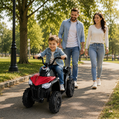 ATV Electric KIDOO pentru Copii 6V, Motor 380, Faruri LED, Pornire cu Buton, Design Off-Road, Roșu
