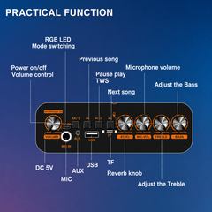 Boxă Portabilă Karaoke Sing-e ZQS8317, Bluetooth, 3 Difuzoare 8", 60W, Microfon Wi-Fi Inclus, Telecomandă, LED RGB, Acumulator 4500mAh